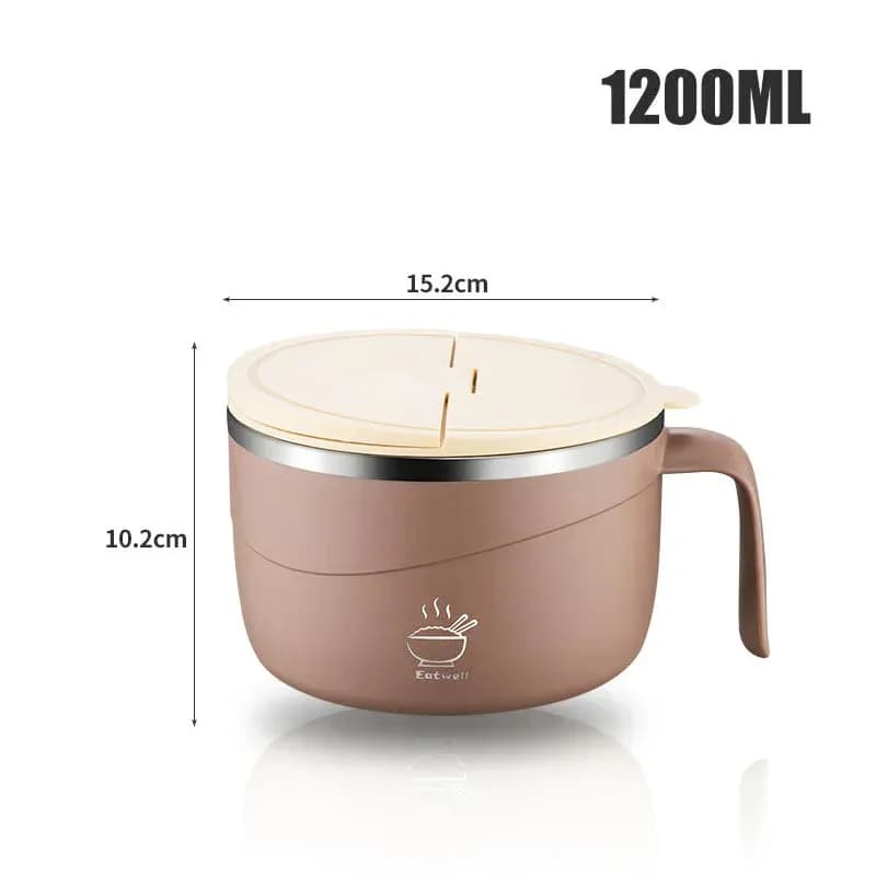304 Stainless Steel Insulated Ramen Bowl, Black, 1200ml, 1 Pc - View 13