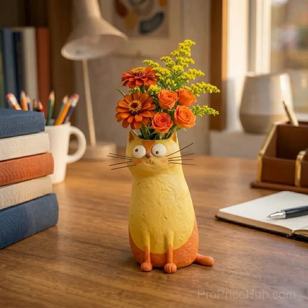 Handcrafted Quirky Cat Vase - Home Decor - View 3