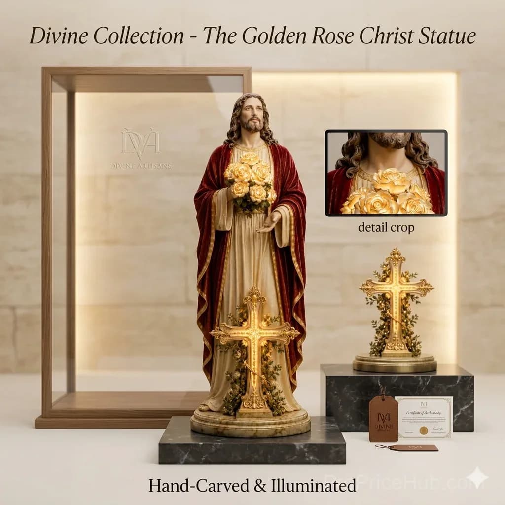 Blessed Light of Jesus Solar LED Glowing Rose Garden Statue - View 3