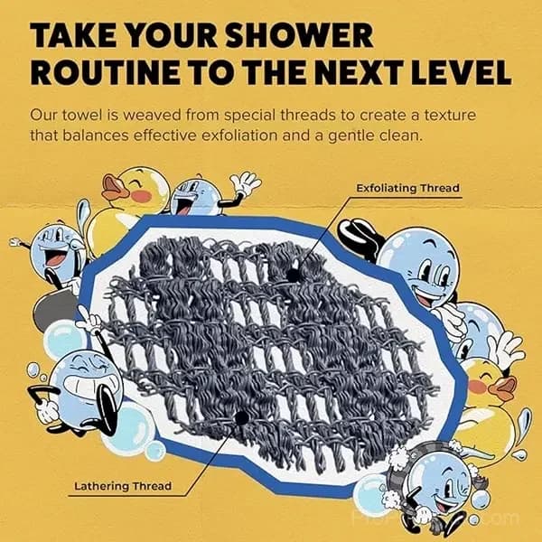Black Exfoliating Shower Bath Towel - View 5