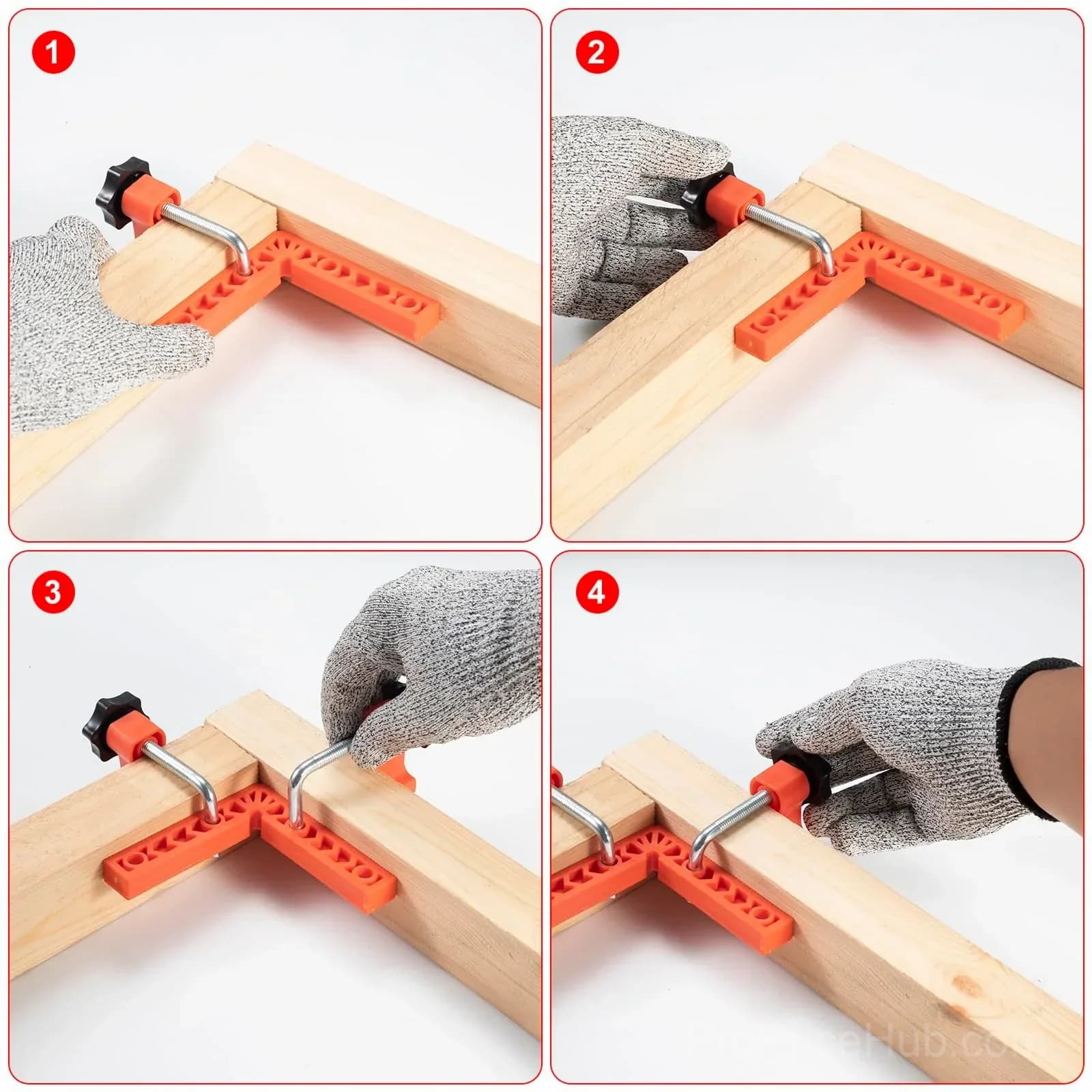 90 Degree Corner Clamp & Positioning Square Set - 3" & 4" x 8 Right Angle Clamps, ABS Plastic L-Shaped Tool - View 7