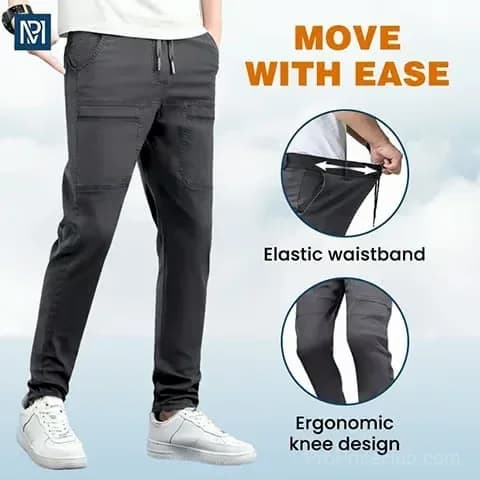 High-Stretch Multi-Pocket Cargo Pants, Black, Size S Short - View 4