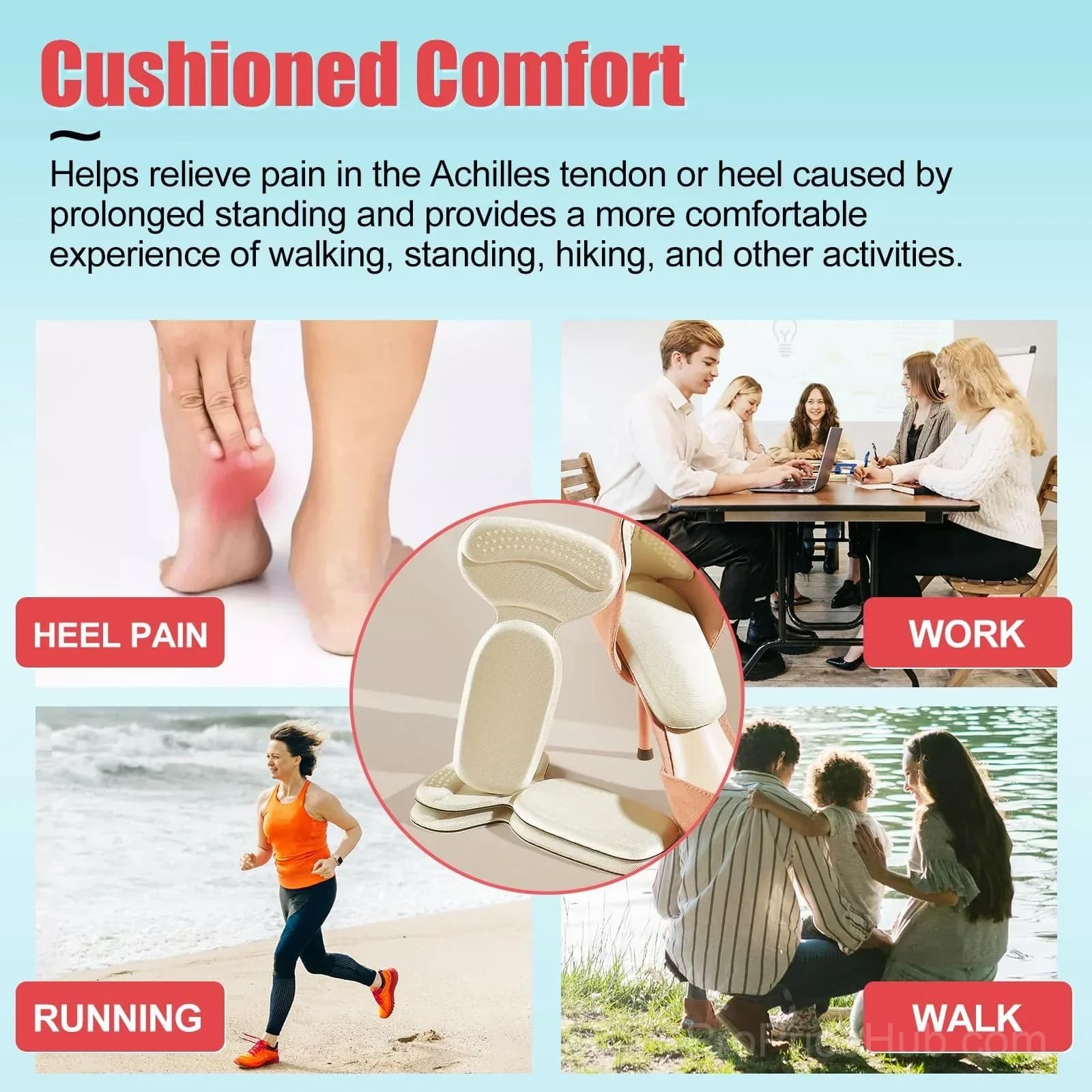 Anti-Slip Soft Heel Cushion Pads - Heel Protectors for Women & Men - View 4
