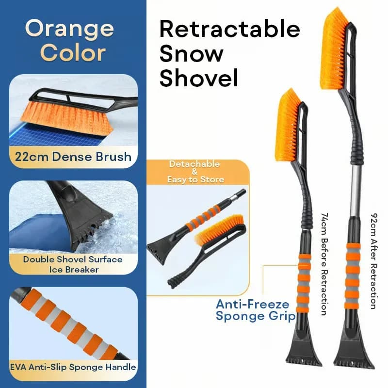 Anti-Scratch Snow and Ice Scraper Tool, -40°F Resistant, Orange - Main