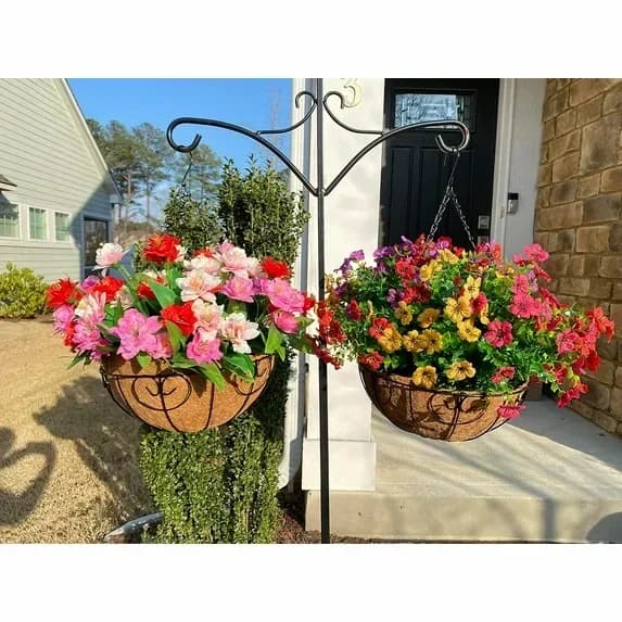 Artificial Daisy Hanging Basket - Low Maintenance Outdoor Silk Flower Planter for Patio & Garden - View 17