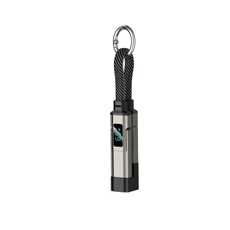 4-in-1 Digital Display Keychain Charging Cable, Black - Main