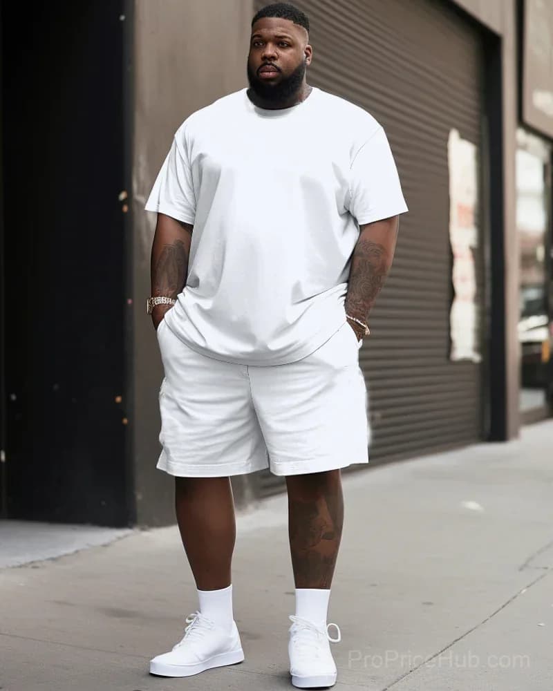 Daily Joker Men's White Printed T-Shirt and Shorts Set - Big Size - View 2