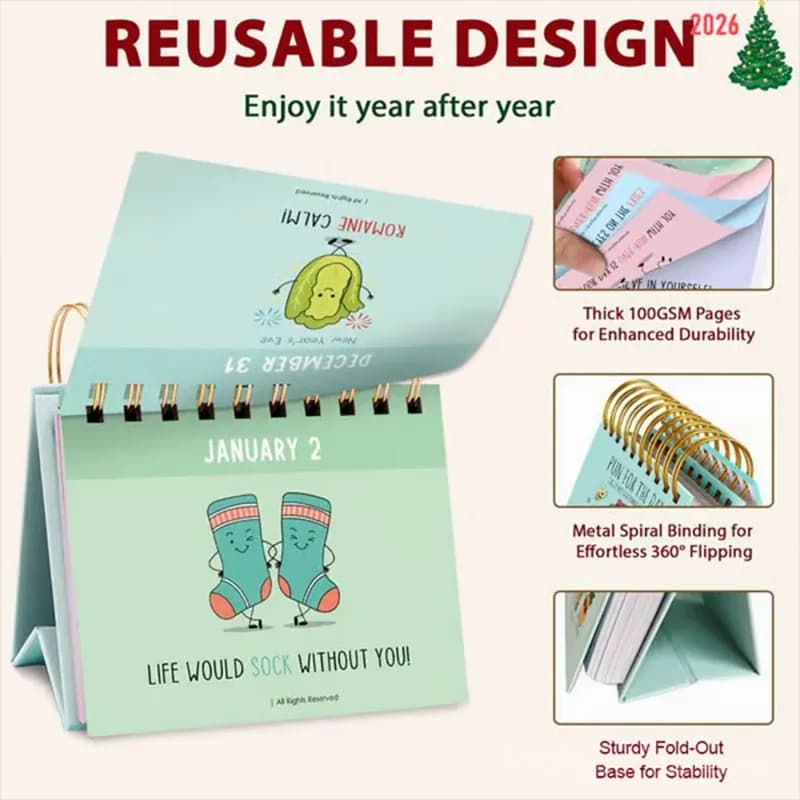 2026 Punny Motivational Tear-Off Desk Calendar - View 5
