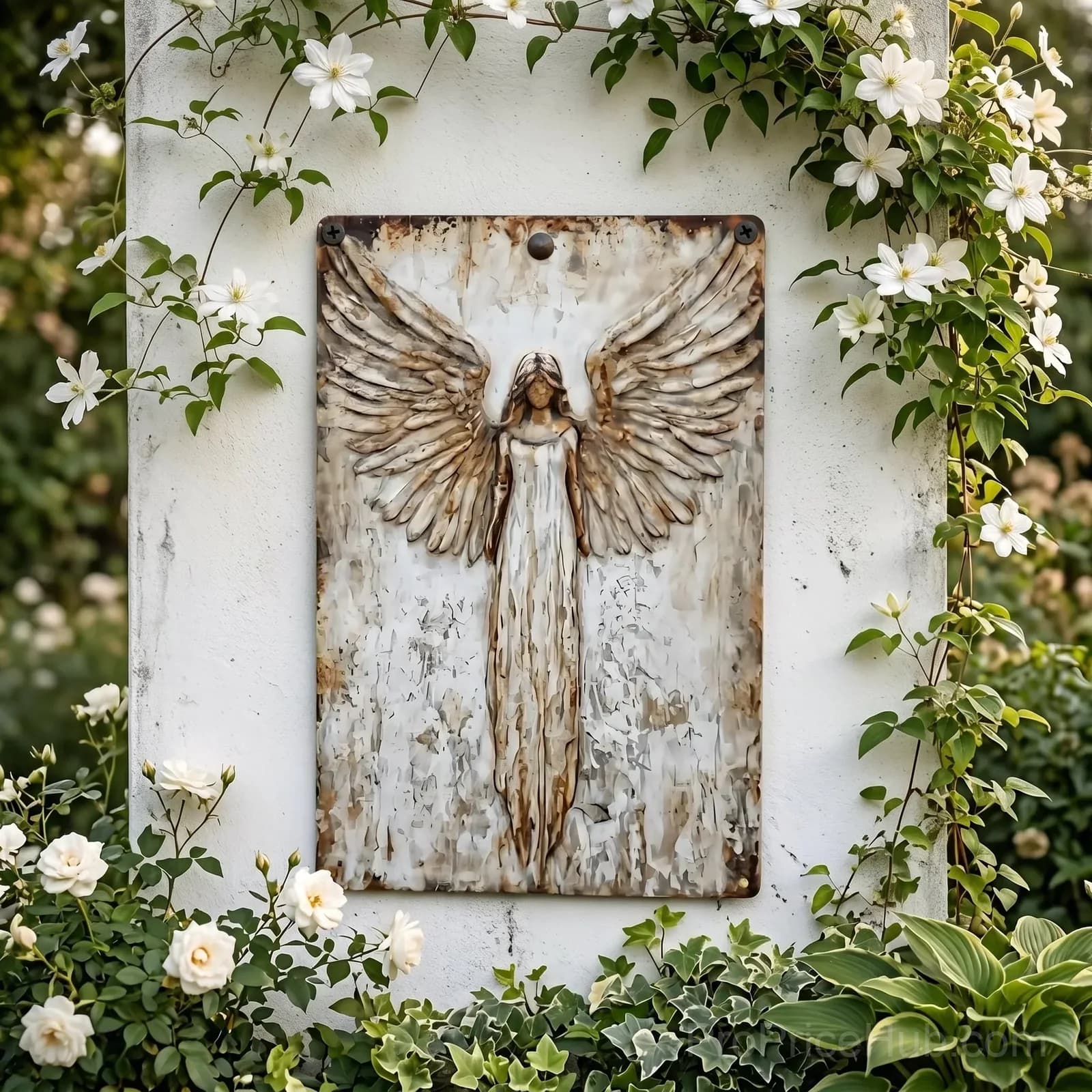 Rustic Guardian Angel Metal Wall Art - Home Decor - Alt