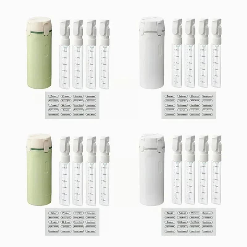 4-in-1 Leakproof Rotatable Travel Toiletry Dispenser Set, Green - View 4