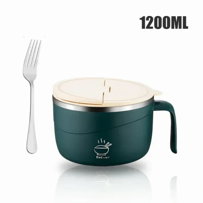 304 Stainless Steel Insulated Ramen Bowl, Black, 1200ml, 1 Pc - View 24
