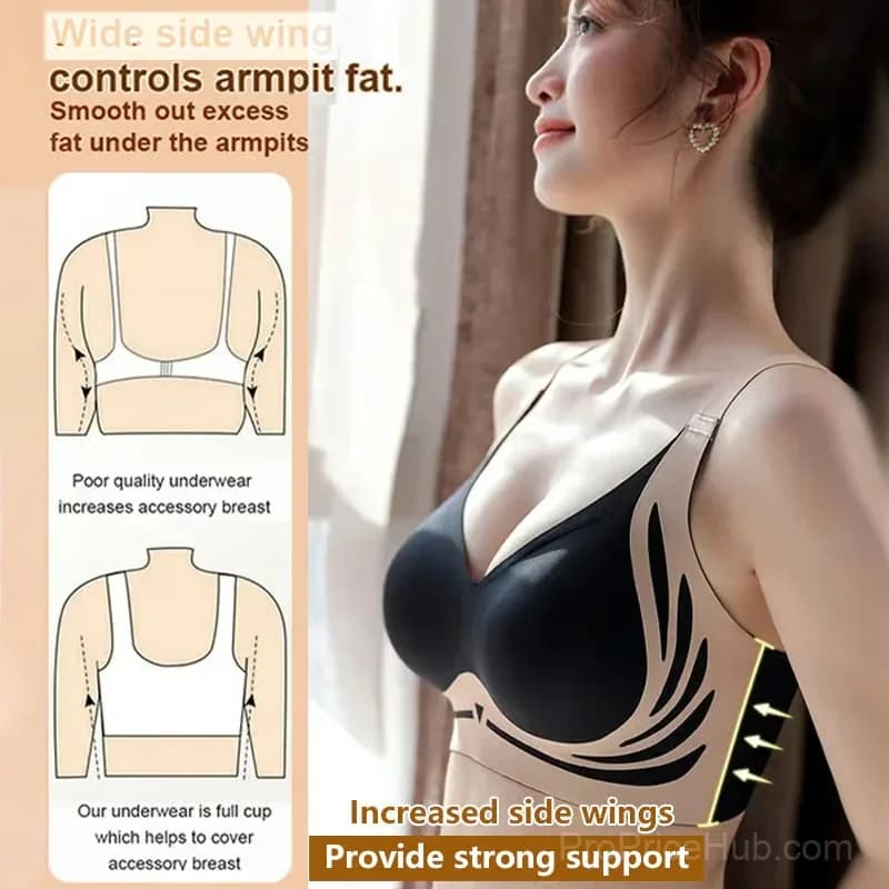 Women's Wire-Free Push-Up Anti-Sagging Bra, Green, M (B/C) - View 5