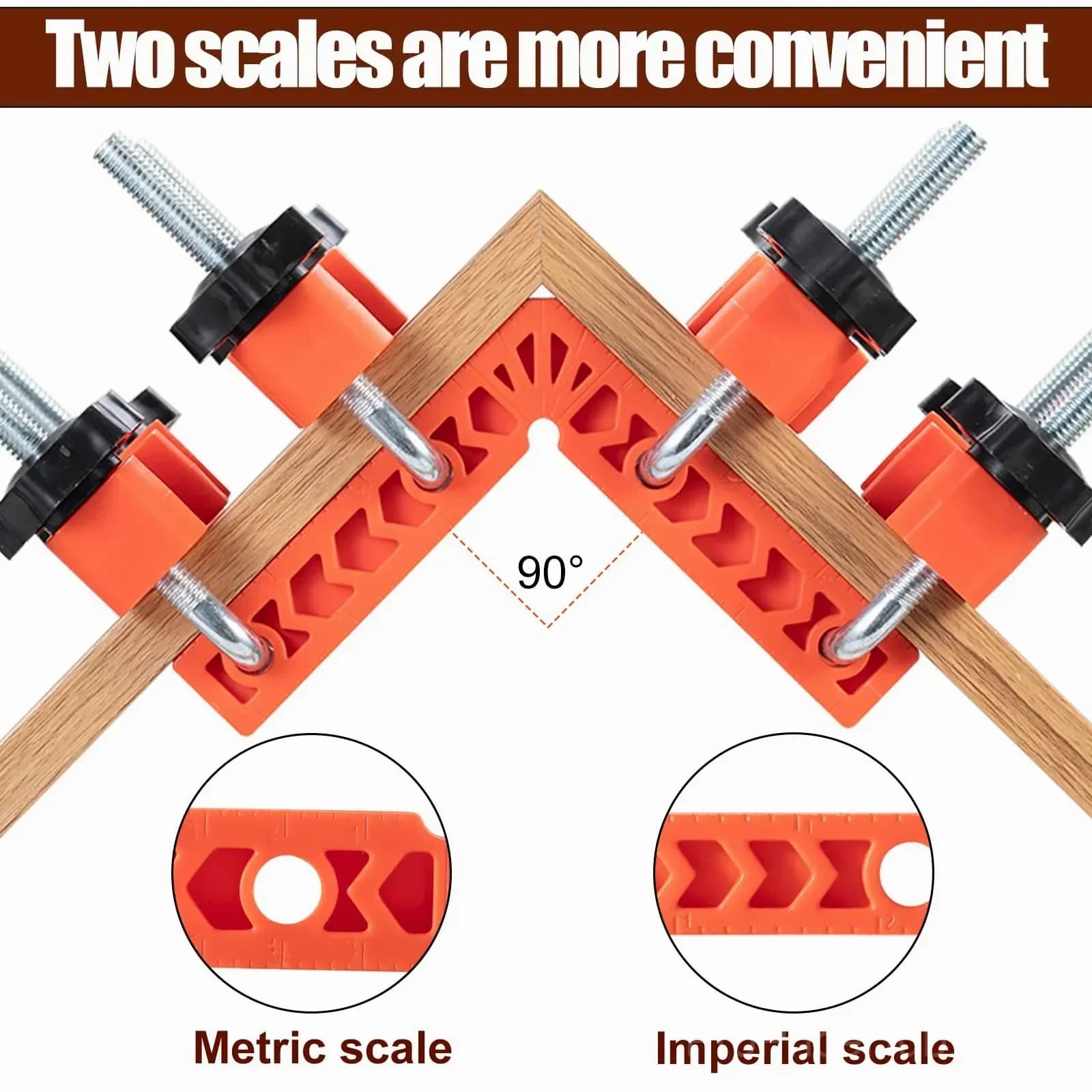 90 Degree Corner Clamp & Positioning Square Set - 3" & 4" x 8 Right Angle Clamps, ABS Plastic L-Shaped Tool - View 4