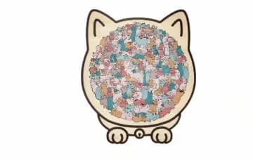 135-Piece Cat-Shaped Wooden Puzzle, Morandi Colors - View 16