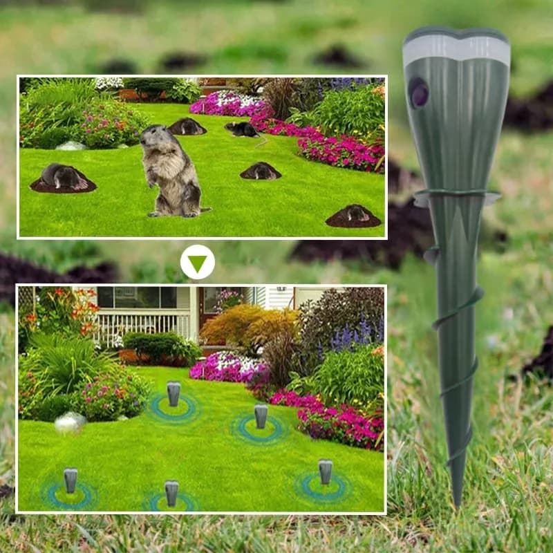 Solar Powered Waterproof Screw Mole Repellent, 25.5 x 6.5 cm - Alt