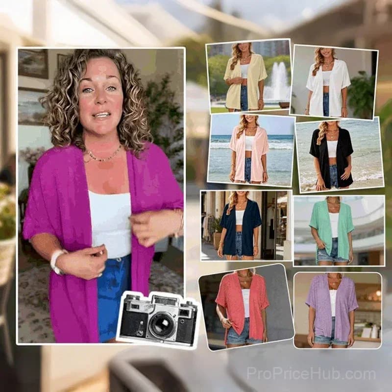 Solid Color Short-Sleeve Casual Jacket - View 4