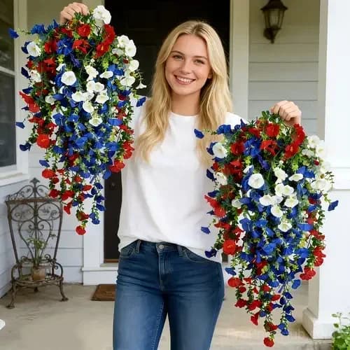 Artificial Daisy Hanging Basket - Low Maintenance Outdoor Silk Flower Planter for Patio & Garden - View 21
