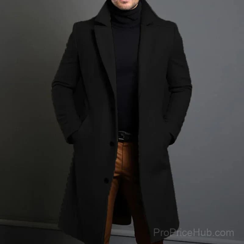 Men's Big & Tall Solid Color Lapel Single-Breasted Coat – M-5XL - View 4