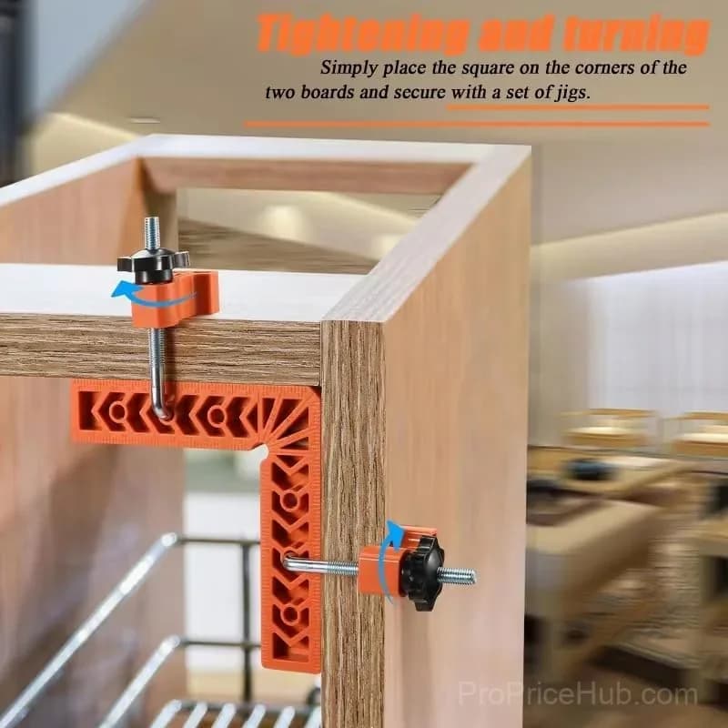 90 Degree Corner Clamp & Positioning Square Set - 3" & 4" x 8 Right Angle Clamps, ABS Plastic L-Shaped Tool - View 6