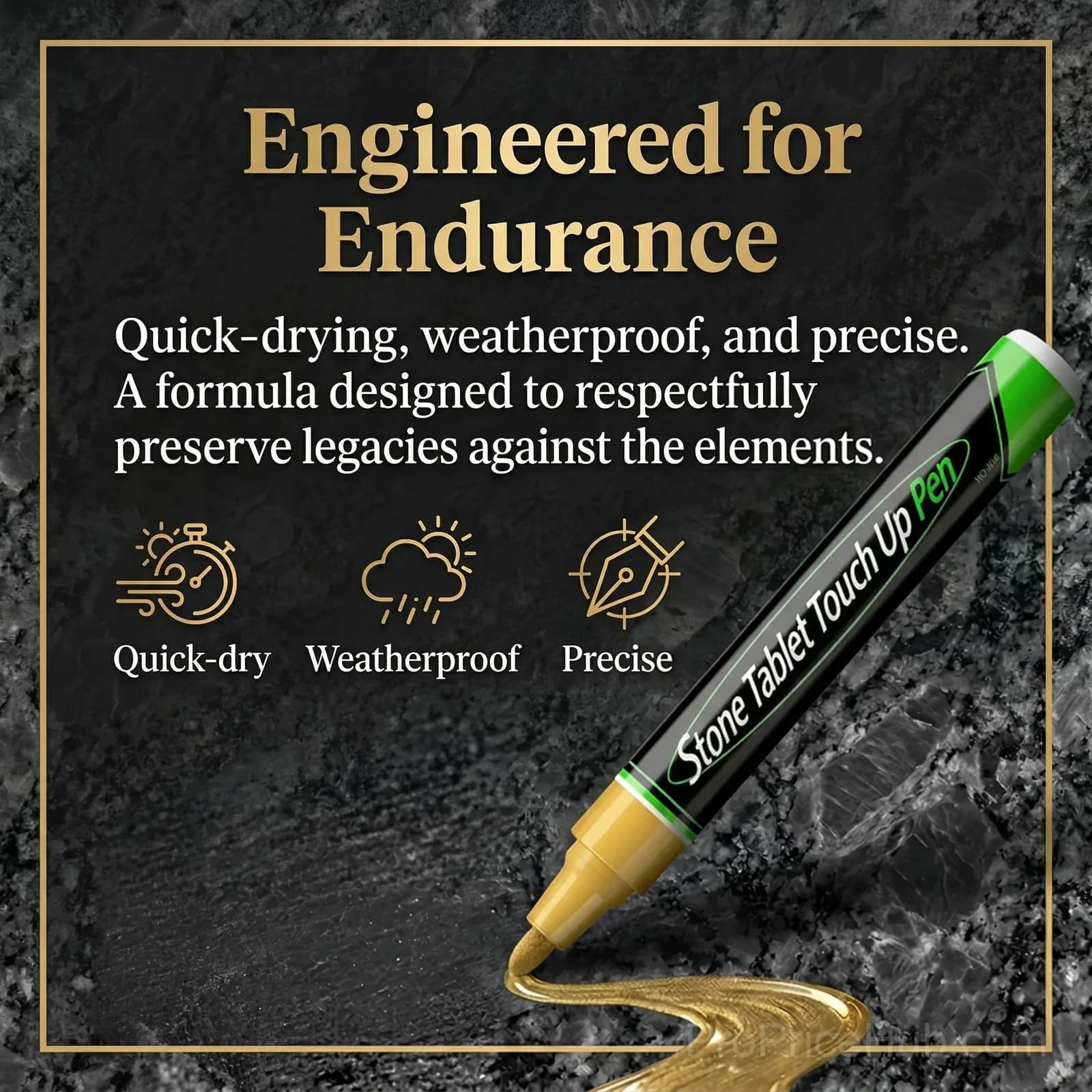 Gold Tombstone Marker Pen for Restoring Faded Grave Inscriptions - Alt