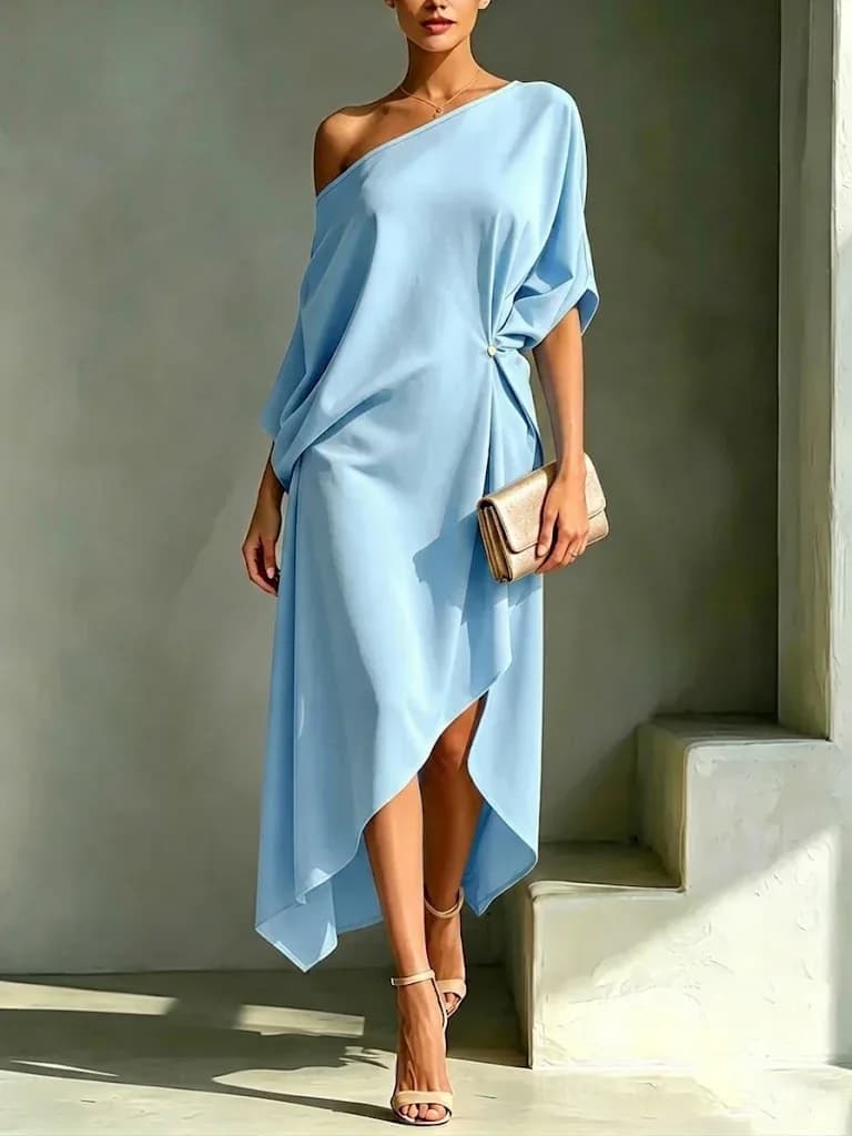 Asymmetrical-Hem Dress - Elegant & Stylish - View 4