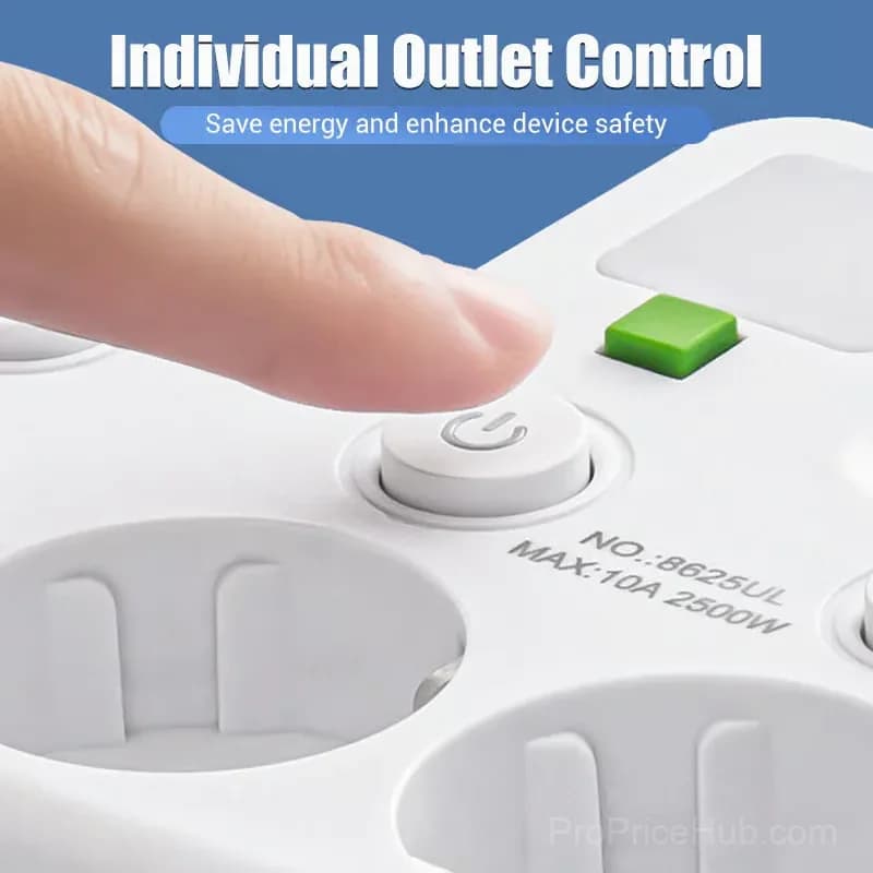 Smart Power Strip with USB Ports, EU Plug, White, 2 Outlets - View 3