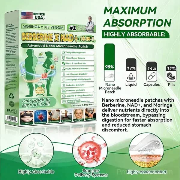 Moringa Berberine NAD+ 10-in-1 Nano Microneedle Patches - View 15