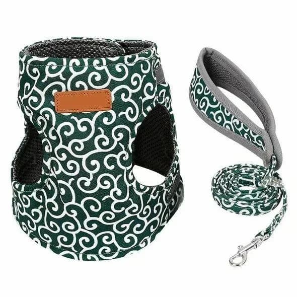 Pet Vest Harness and Leash Set, Green, Adult Cat - Main