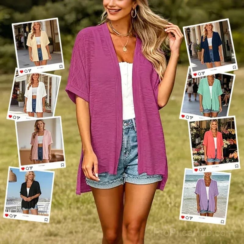 Solid Color Short-Sleeve Casual Jacket - View 2