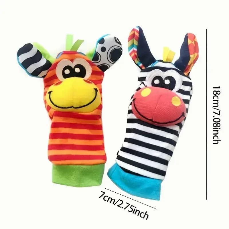 Newborn Baby Cartoon Animal Wrist Rattle Socks Set - View 6