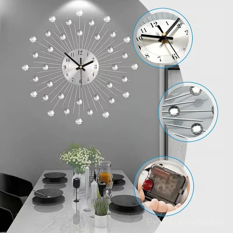 Creative Silver Wall Clock for Living Room Decor - View 8