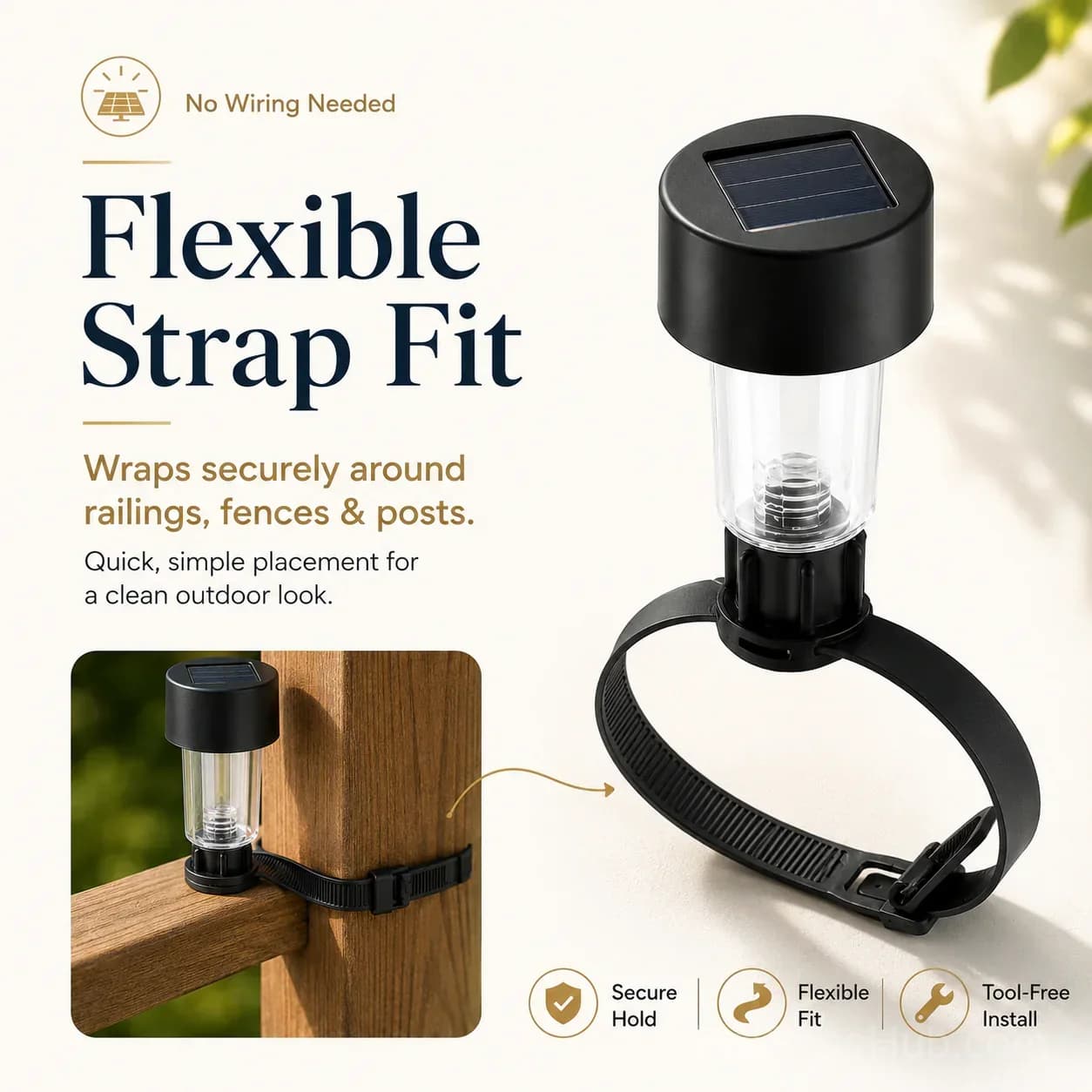 4-Pack Solar Outdoor Railing Lights with Flexible Strap - View 4