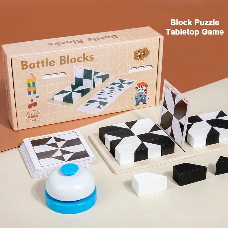 Hidden Building Blocks Puzzle Board Game Set A, 16 Blocks + 80 Cards - View 2