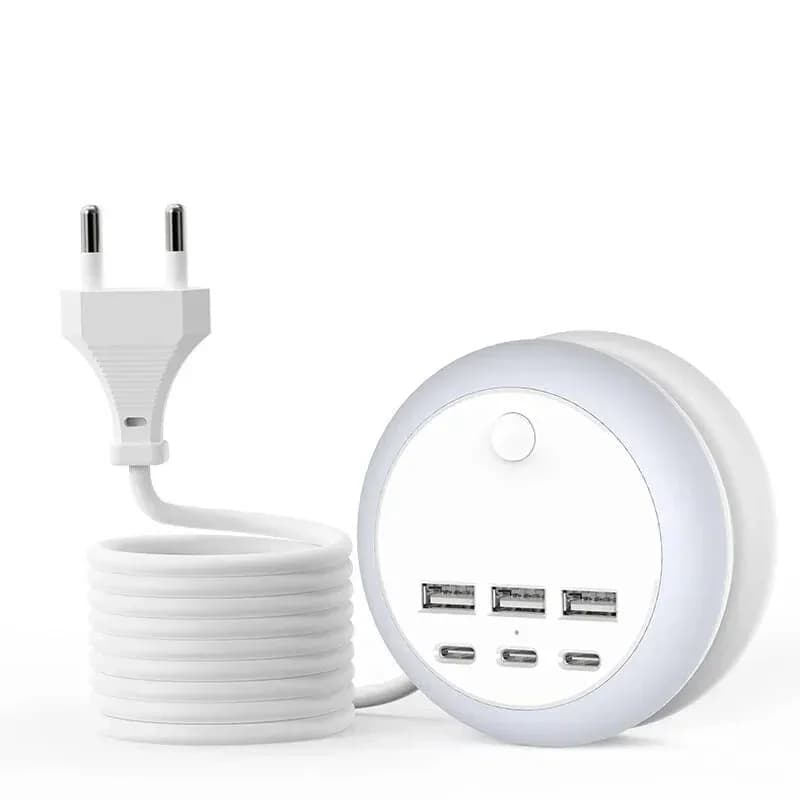 7-in-1 Expandable USB Charging Station with 8-Color Mood Light - Main