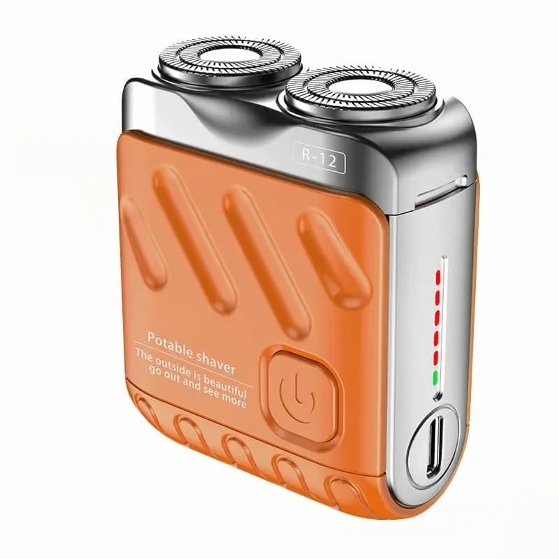 Portable Dual Ring Rotary Electric Shaver, Orange - Main