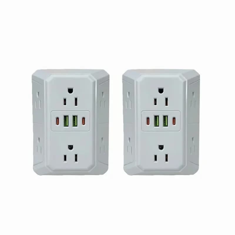 White 6-Outlet Multi Plug Wall Extender - View 3