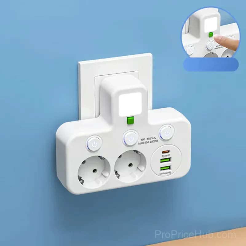 Smart Power Strip with USB Ports, EU Plug, White, 2 Outlets - View 9