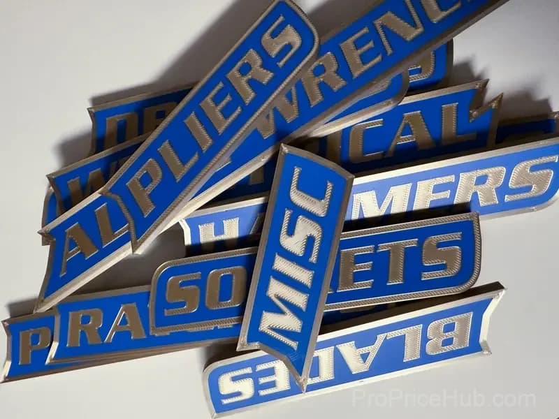 12-Pack 3D-Printed Magnetic Toolbox Organization Labels - Alt