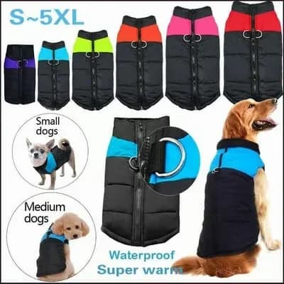 Winter Warm Waterproof Dog Vest with Zipper, Blue, Size S - View 2