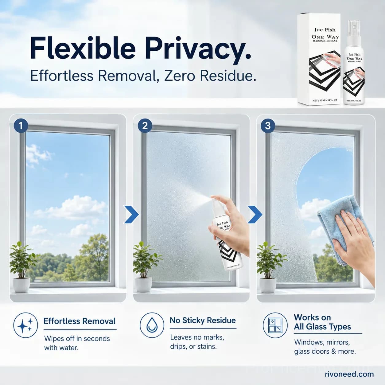 Reflective One-Way Mirror Privacy Window Spray, 1 Bottle - View 9