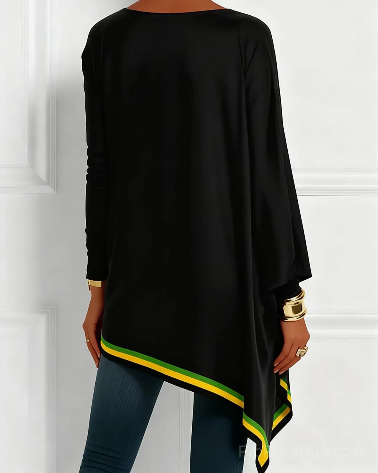 African Geometric Print Irregular Top - Alt