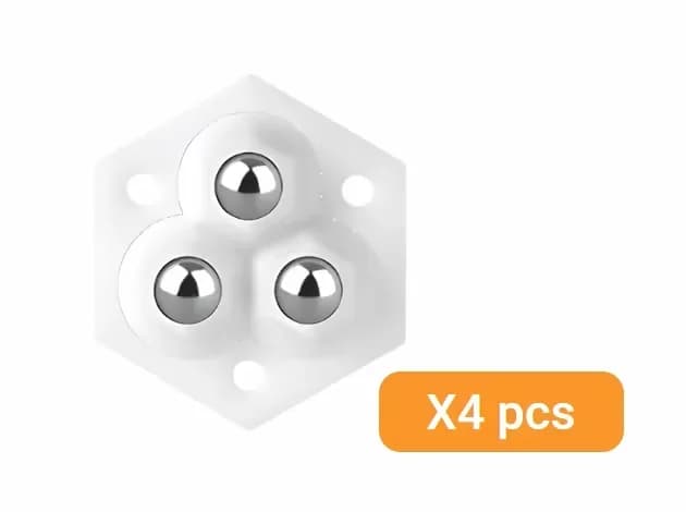 360° Rotating Three-Ball Caster Wheels, White, 4-Pack - Main