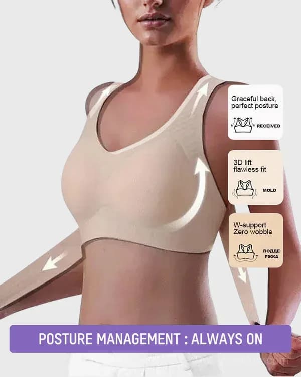 Front Closure Cross-Back Wireless Posture Bra - View 4