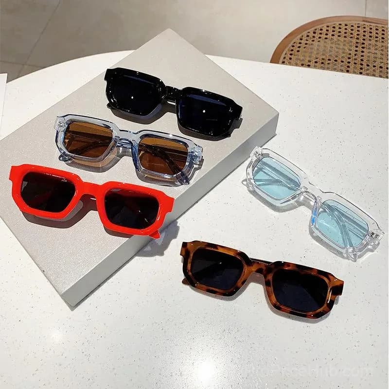 6-Pack Vintage Rectangle Sunglasses for Men & Women - UV400 Protection - Alt