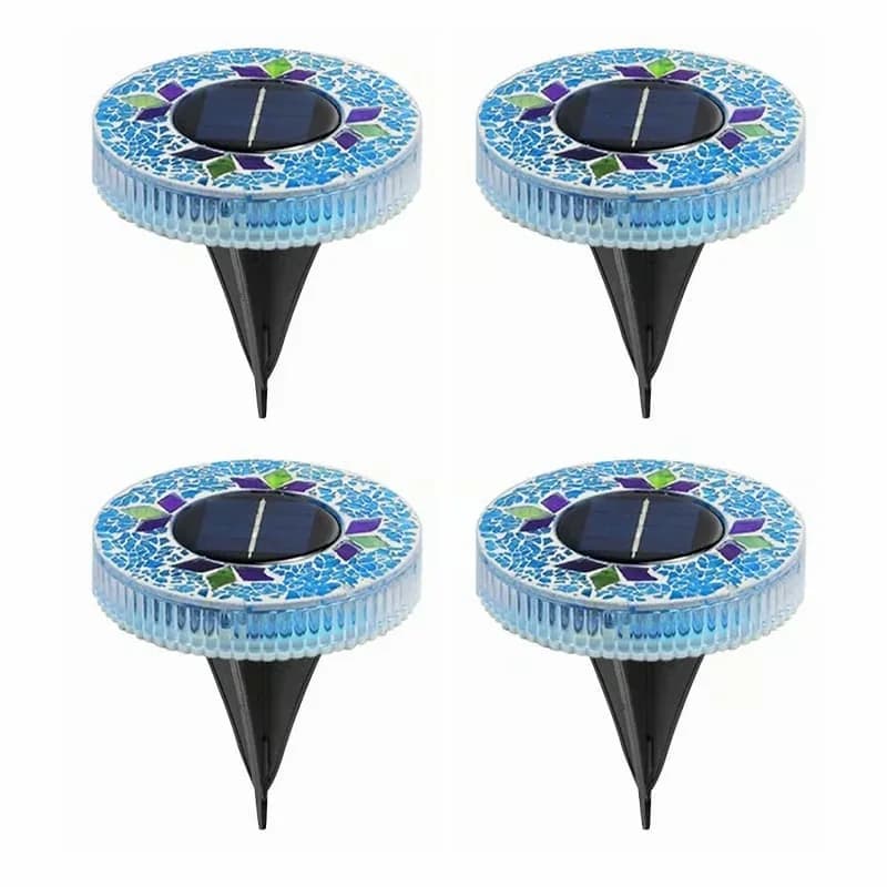 Blue Mosaic Solar Disk Decorative Lights, 4-Pack - Main