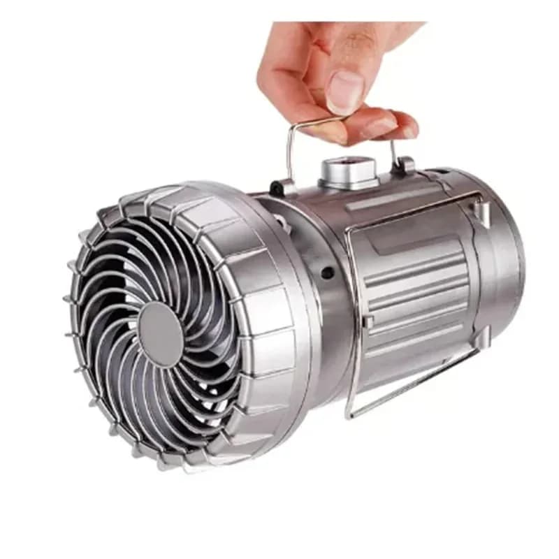 2-in-1 Adventure Solar Light & Portable Fan, Silver - View 2