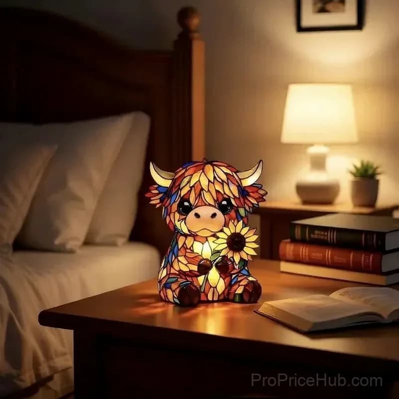 LED Night Light with Highland Cow Design - Alt