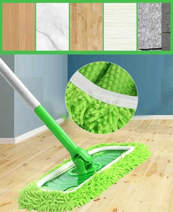 Chenille Mop Refill Pads, Green, 6-Pack for Home Cleaning - Alt