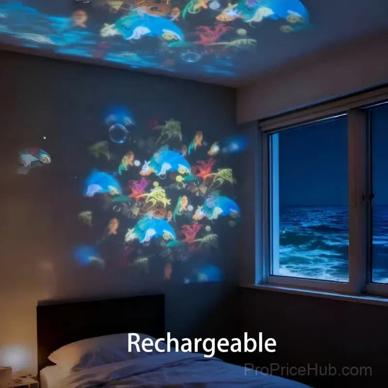 Dynamic Rotating Ocean LED Light Projector, Rechargeable - Main