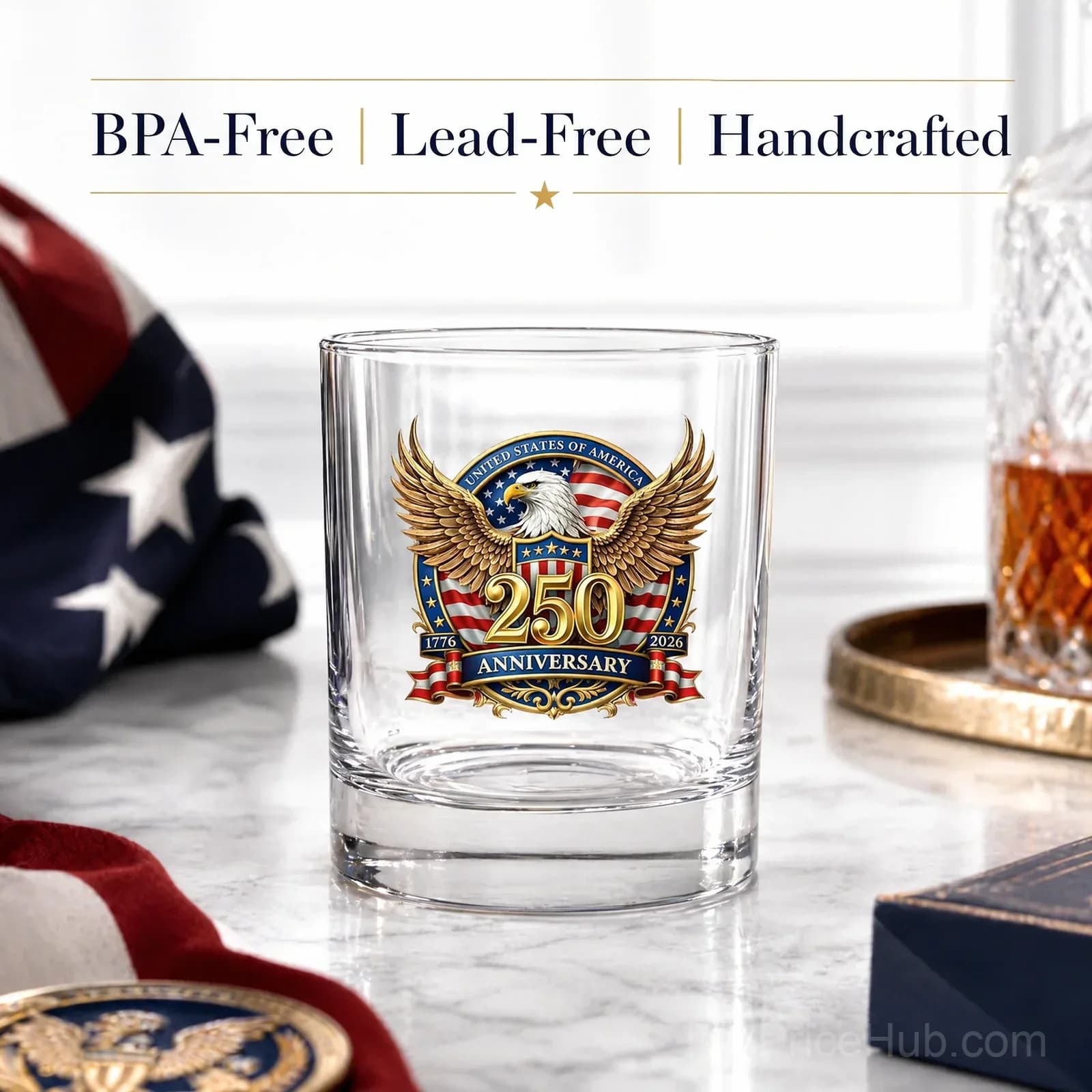 250th Anniversary American Patriotic Whiskey Glass 1776-2026 - View 20